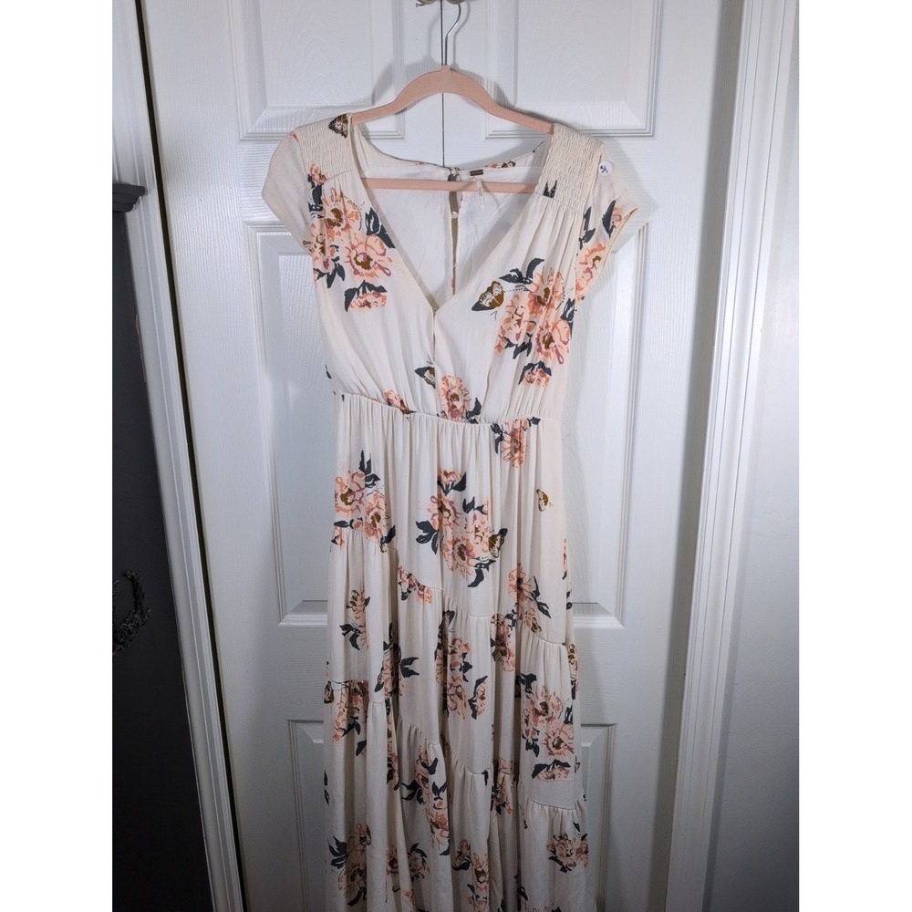 FREE PEOPLE "All I Got" Floral Tiered Maxi Dress Sz 2 Romance Coquette Cottage